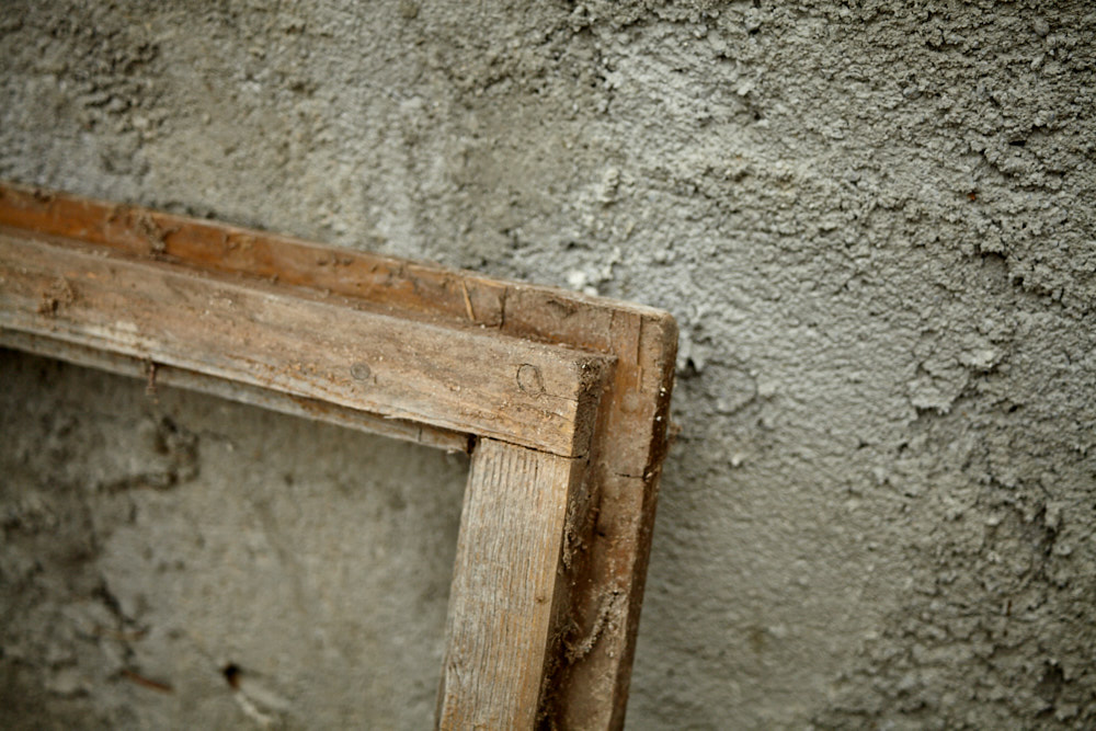 Detailansicht der alten Werkstattfenster Detailansicht der alten Werkstattfenster